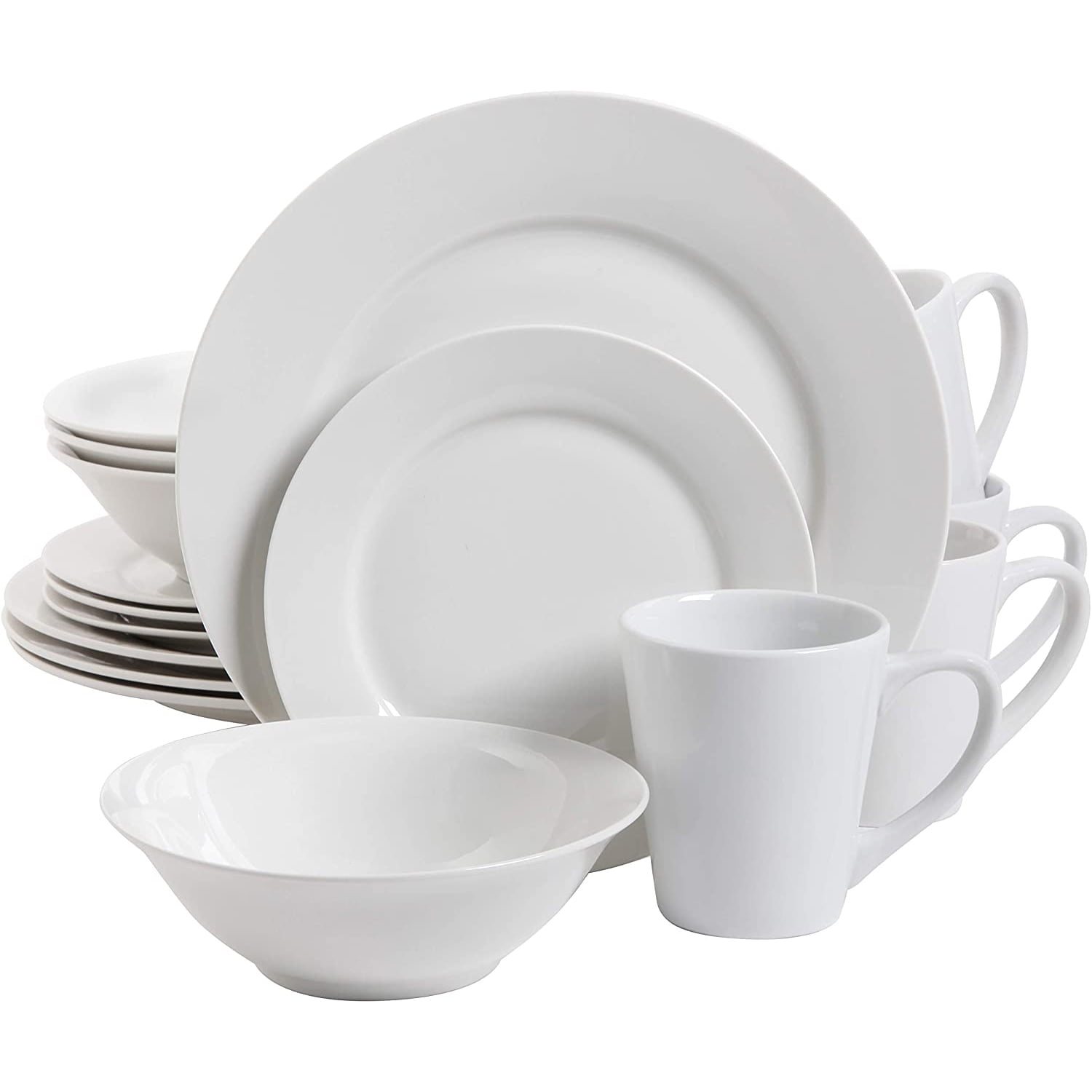 Gibson Porcelain Zen Buffet 16 Piece Round Dinnerware Set, White (2 Pk)