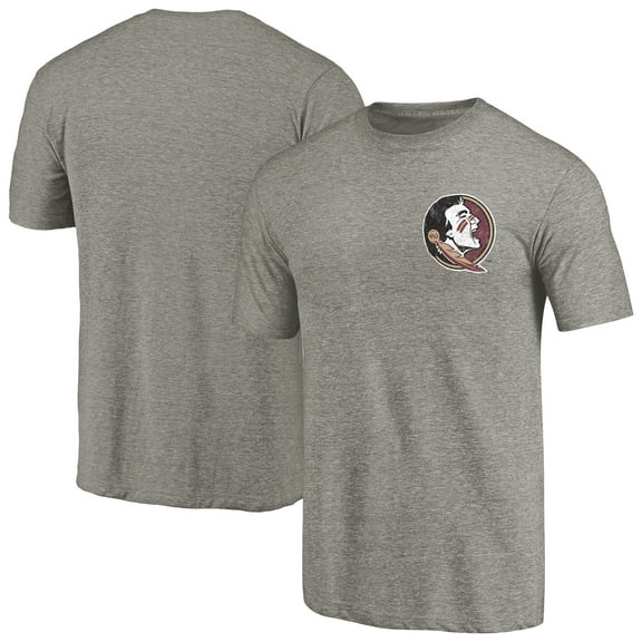 Men's Gray Heather Florida State Seminoles Left Chest Distressed Logo Tri-Blend T-Shirt