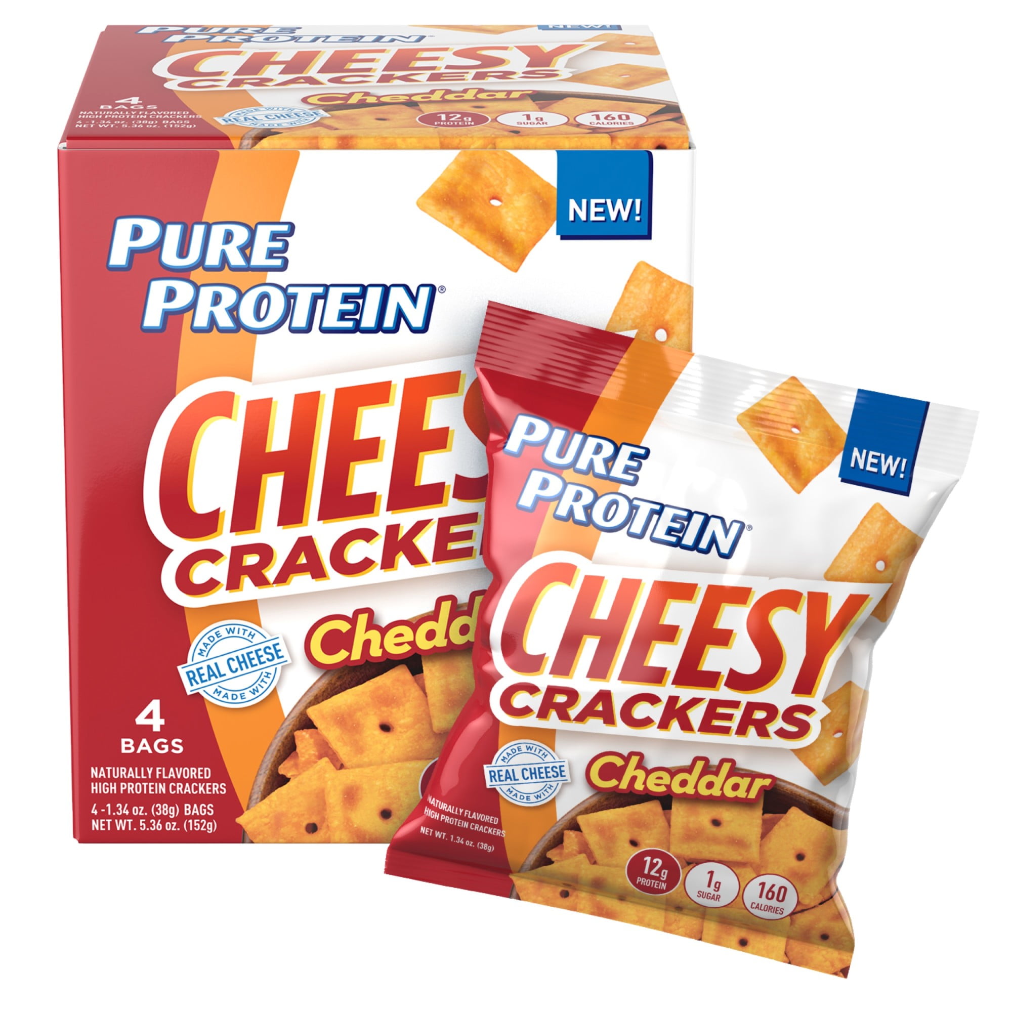 Pure Protein Cheesy Crackers, High Protein Snack, 12g Protein, Cheddar