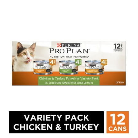 (24 Pack) Purina Pro Plan Gravy Wet Cat Food Variety Pack  Chicken & Turkey Favorites  3 oz. Cans