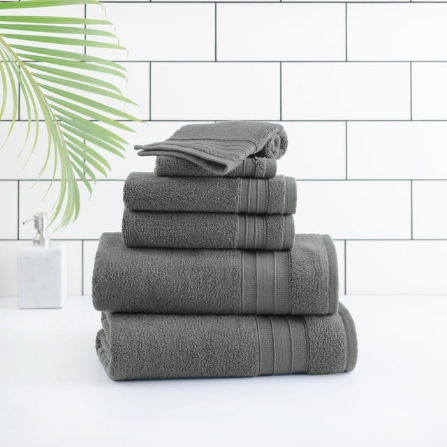 Ensemble de 6 serviettes de bain unies hometrends, charbon