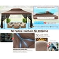 thumbnail image 6 of COBIZI 10' x 13' Pop Up Gazebo, Screened Patio Gazebo, Outdoor Steel Double Roof Canopy Tent, Metal Frame Canopy with Mosquito Netting, Sunshade for Garden, Lawns, Brown, 6 of 17