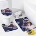 thumbnail image 4 of Kochou Shinobu-theme 4-Piece Shower Curtain Set with Rugs, Waterproof Bathroom Decor Set Includes Bath Mat, U-Shaped Rug, Toilet Lid Cover and Curtain with Hooks, 4 of 6