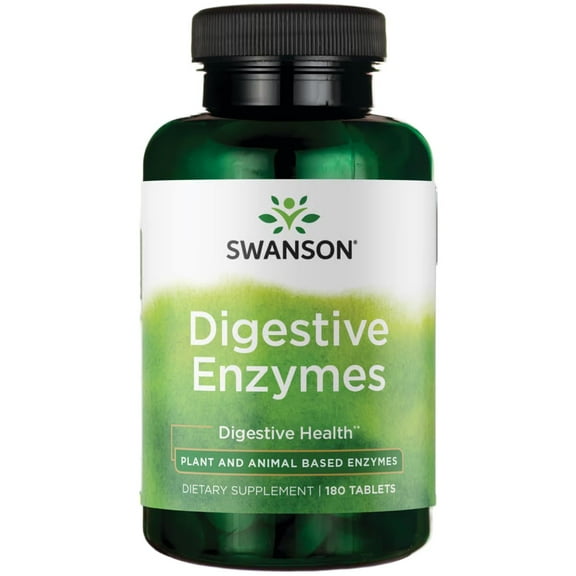 Swanson Digestive Enzymes - Promotes Digestive Health Support - Aids Healthy Digestion of Carbs, Proteins, and Fats - (180 Tablets)