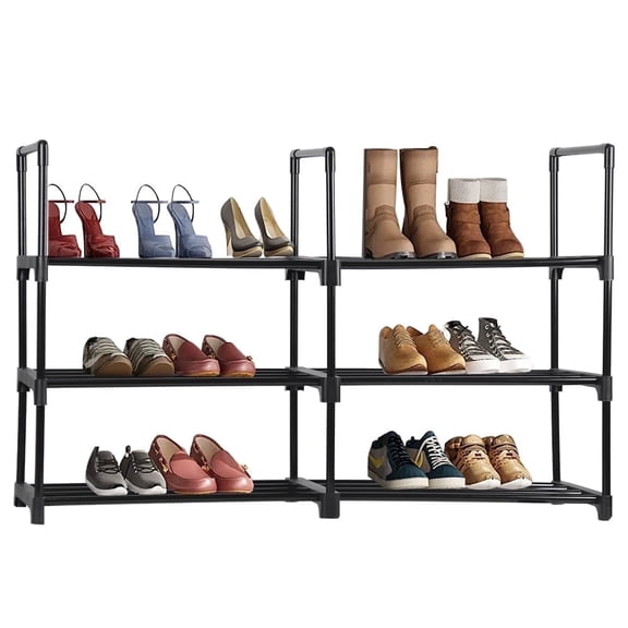 TEEMARS Shoe Rack Organizer, 3 Tiers Metal Shoe Storage Shelf for 12 Pairs of Shoes and Boots, Space Saving Large Shoe Cabinet for Bedroom, Cloakroom, Hallway Entryway
