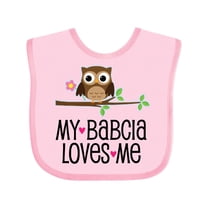 Inktastic My Babcia Loves Me Girls Owl Girls Baby Bib