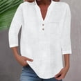 thumbnail image 2 of Womens Summer T Shirts Henley Neck 3/4 Sleeve Basic Tops 2026 Fashion Solid Color Tee, 2 of 4