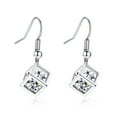 thumbnail image 5 of SDJMa White Zirconia Crystals Cube Set Pendant Necklace 18 inches Dangle Earrings White Gold Plated Women Earring Necklace Set Gift Jewelry, 5 of 9