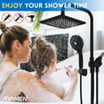thumbnail image 6 of Dual Shower Head Combo with 8 Inch High Pressure Rain Head and Handheld Spray, 6 Settings Matte Black, 6 of 7
