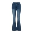 thumbnail image 2 of Douhoow Women Jeans Retro Low Rise Skinny Flared Trousers Long Denim Trousers Vintage Pants, 2 of 9