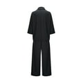 thumbnail image 5 of Roncen Women's Striped Loose Fit Jacket and Wide Leg Pants Two-Piece Set - Long Sleeve Lapel Suit, 5 of 8