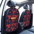 thumbnail image 3 of Pofeuu Rose Flower Print 2 Pack PU Leather Kick Mat Back Seat Protector, Universal Car Seat Back Organizer, Waterproof Backseat Protector For Most Car, 3 of 8