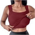 thumbnail image 2 of Fanxing Womens Tank Tops Built-in Bra Ribbed Cami Tanks Lightweight Undershirt Tank Tops Wine,M, 2 of 8