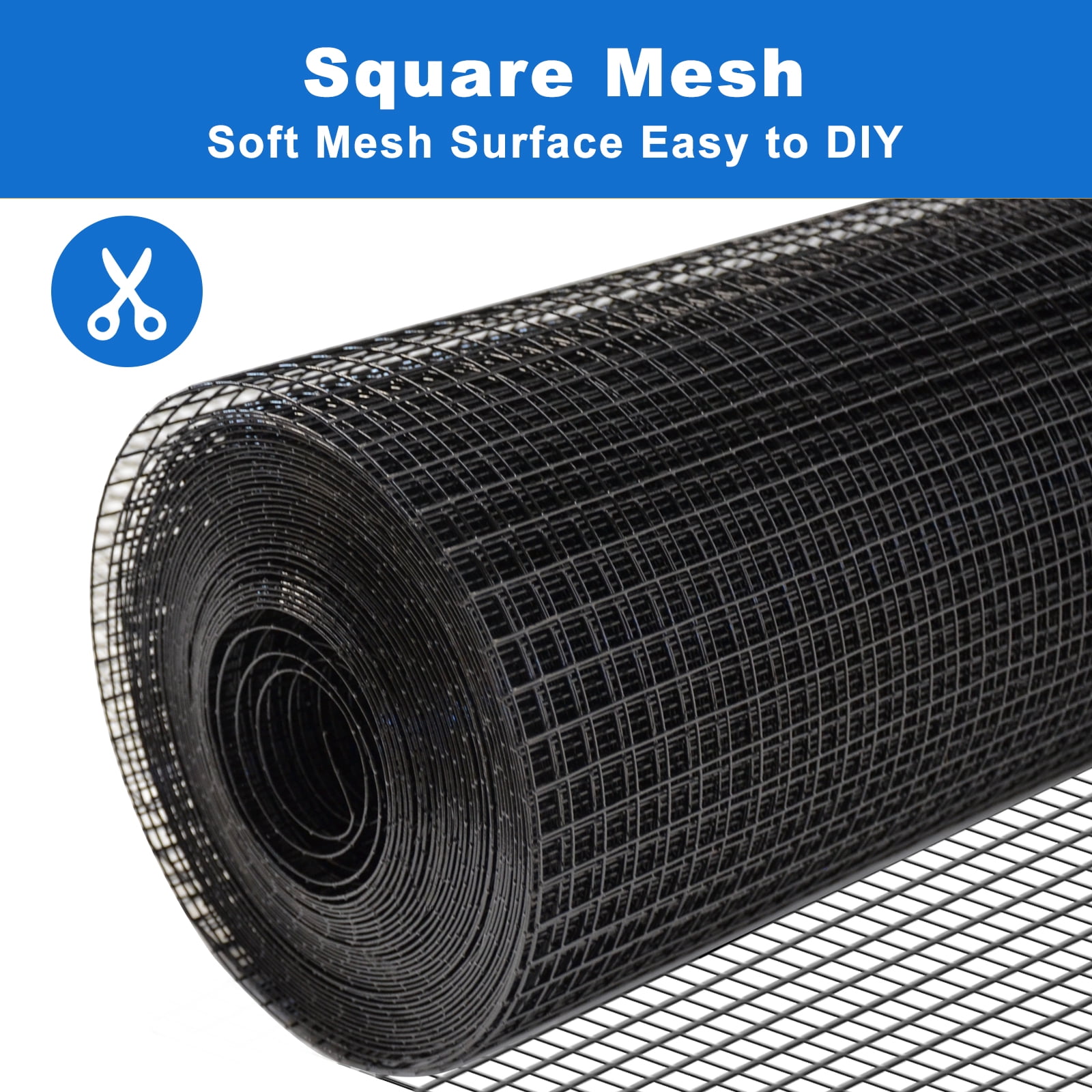 Metamesh Black Hardware Cloth 1/2 in 48 in x 100 ft 19 Ga PVC Vinyl Coated Chicken Wire Fencing, Mesh Garden Fencing
