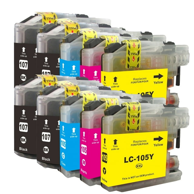 10 Encre (2ensemble+2k) LC107 LC105 Cartouche d'Encre Compatible pour Frère lc107TG lc105TG