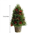 thumbnail image 3 of Mini Christmas Tree 12.6inch Artificial Small Pine Trees with Burlap Base Made Of PVC Material Small Tabletop Trees with Red Berries For Christmas Decoration Home Office Party Decor, 3 of 6
