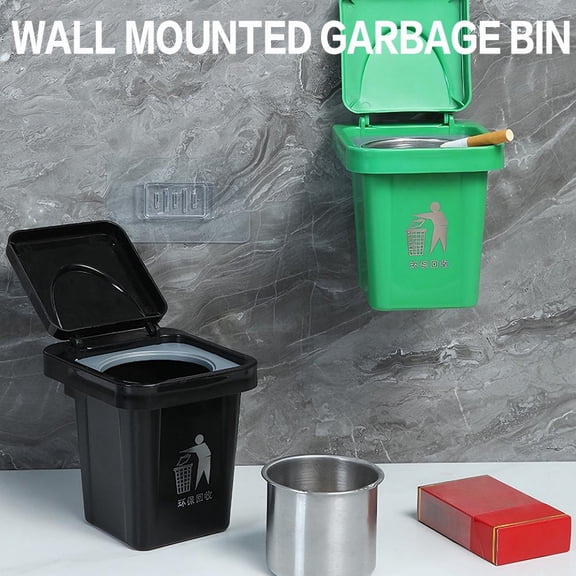 NOVELAR Deep Wall-Mount Ashtray Can, Large Capacity for Ash Storage, Separable Inner Tank for Simple Cleaning, Porch or Workshop Use