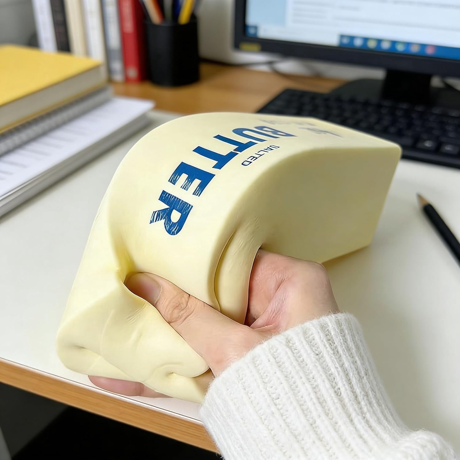 Giant Butter Squishy – Jumbo Squishy Butter Stick, Large & Mini Squeezy Butter Toy, 14oz Stress Relief Slow Rising Fun, Extra Large (14 Oz)