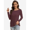 thumbnail image 5 of Womens Crewneck Long Sleeve Casual Basics Fall Solid T-Shirt, 5 of 6