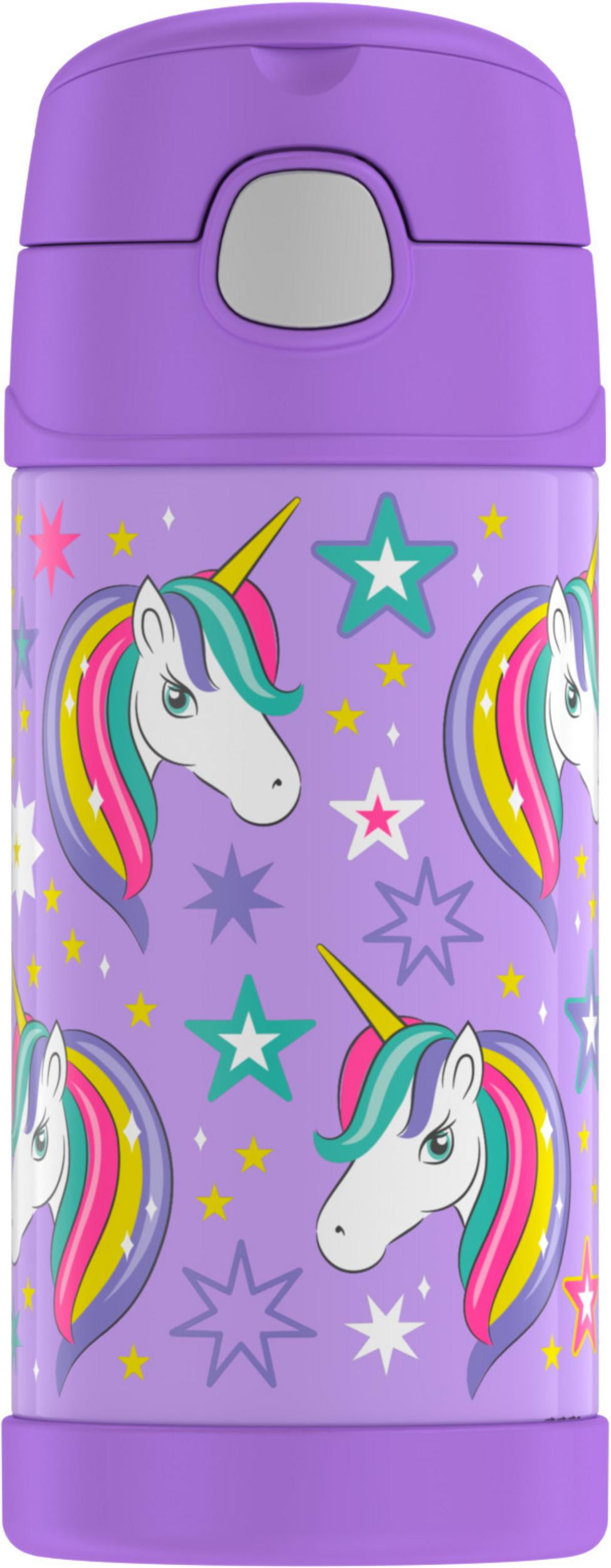 Thermos Kids Stainless Steel Vacuum Insulated Funtainer Straw bottle, Unicorn, 12oz