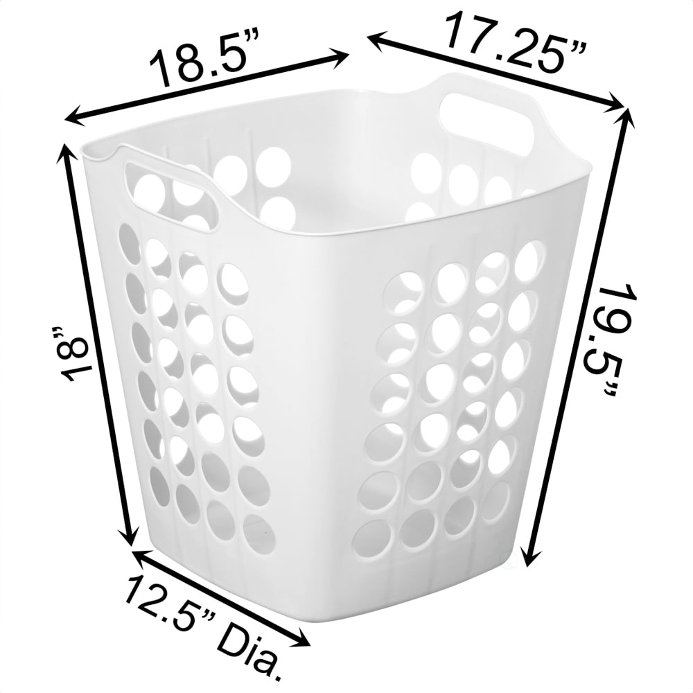 Flexible Plastic Laundry Basket - Square Storage Hamper with Side Handles for Easy Carrying - Versatile Organizer for Laundry, and Household Storage, White 50 Litter