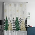 thumbnail image 5 of Christmas Tree Semi Sheer Curtains Drapes for Living Room,Bedroom,French Doors Window 63 Inches Long,Green Beige Black Xmas Tree Winter Snowflake Rod Pocket Chiffon Curtain Drapery Voile Drape Panel, 5 of 6