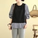 thumbnail image 5 of Blusa informal de manga larga sin capucha para mujer, con cuello redondo, holgada, versátil y de manga larga., 5 of 5
