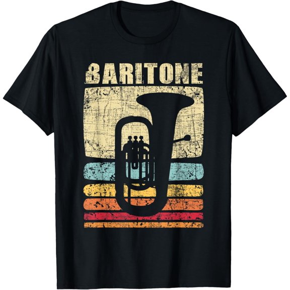Baritone - Colorful Vintage Horn Marching Band Music Lover T-Shirt