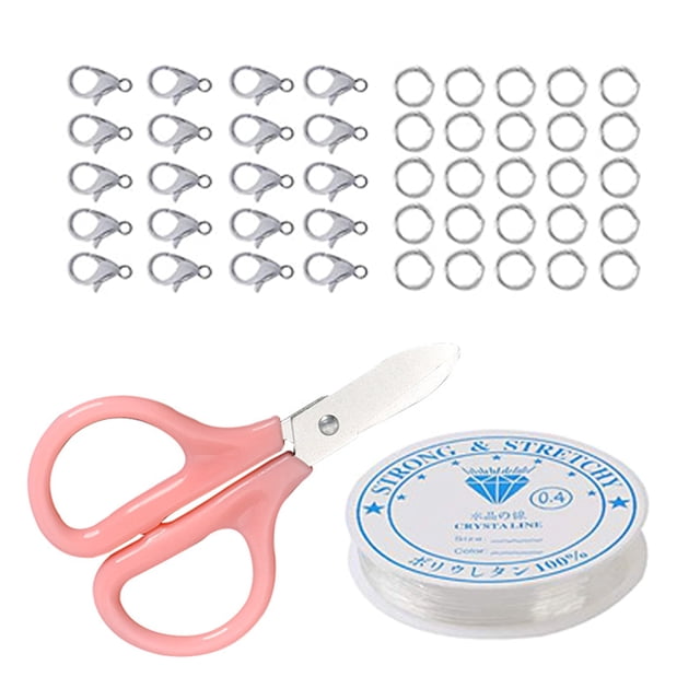 Graflsoa DIY Beading Kit with Lobster Clasps, Rings, String & Scissors - 2MM Multicolor Beads for Creative Crafting