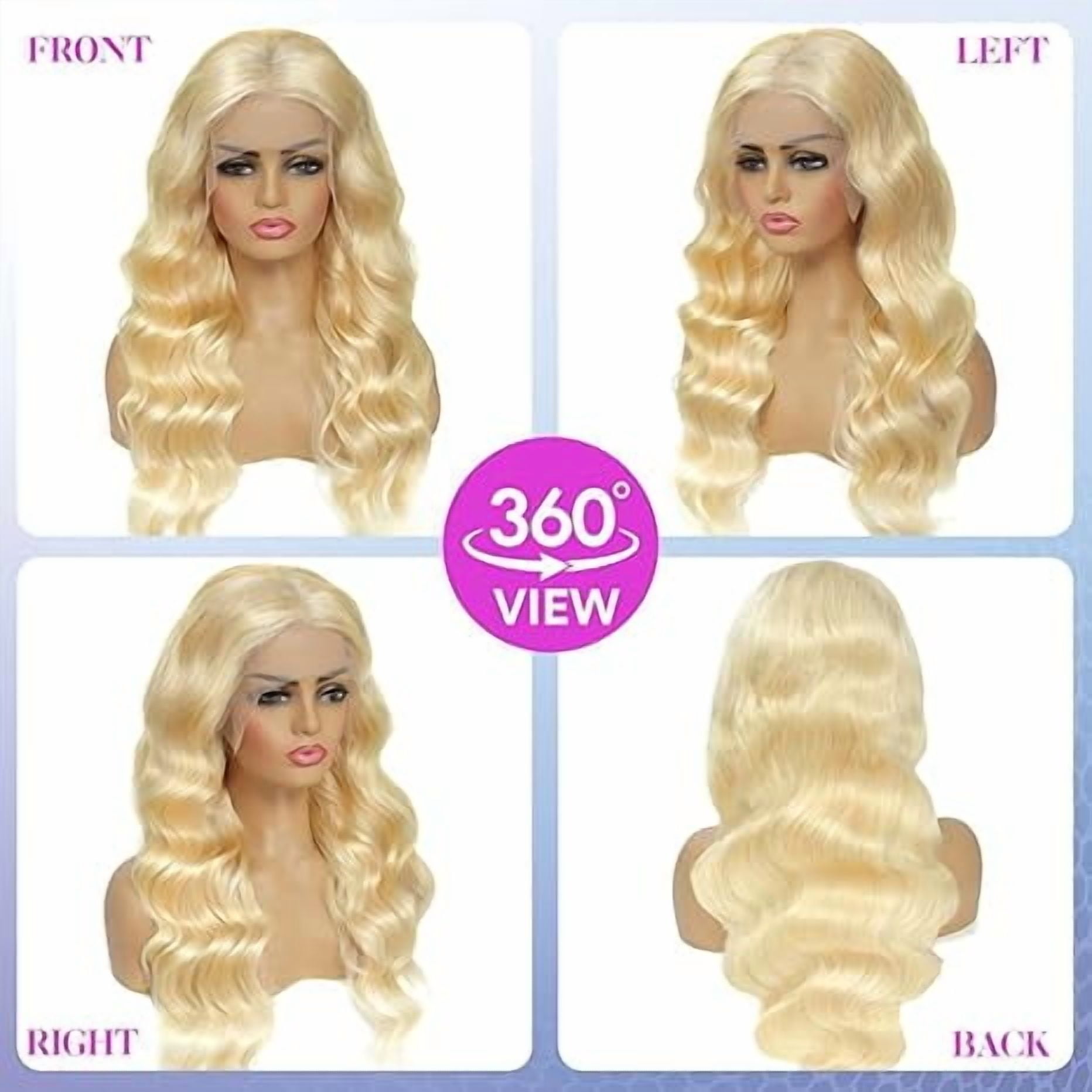 Glamm Global 13x6 Lace Front Wig Human Hair 200 Density 38 Inch Body Wave 613 Blonde Wig Human Hair 13x6 200 Density HD Lace Front Wigs Human Hair Blonde Pre Plucked for Women