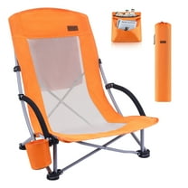 Nice C Beach Camping Folding Chair w/Cooler High Back, Chair with Cup Holder & Carry Bag Compact & Heavy Duty Outdoor, Camping, BBQ, Beach, Travel, Picnic, Festival(One Orange)