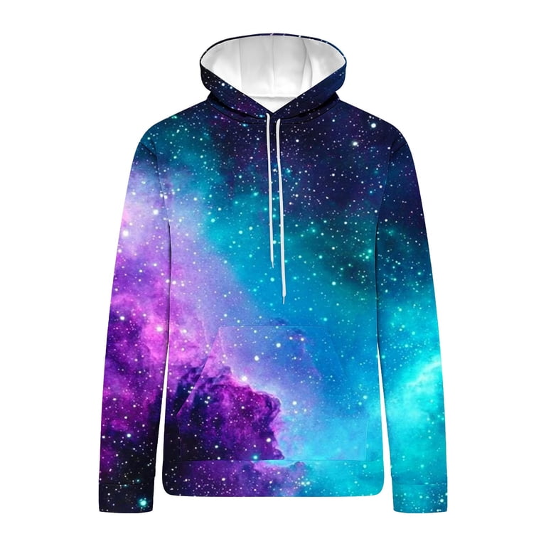 USNSM Graphic Hoodies for Men Sweatshirts Gradation Starry Sky