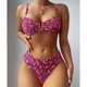 thumbnail image 4 of Traje de bikini Estampado Correas ajustables Cintura alta Elástico Transpirable Traje de baño de 2 piezas para fiesta en la piscina en la playa Rojo S, 4 of 6