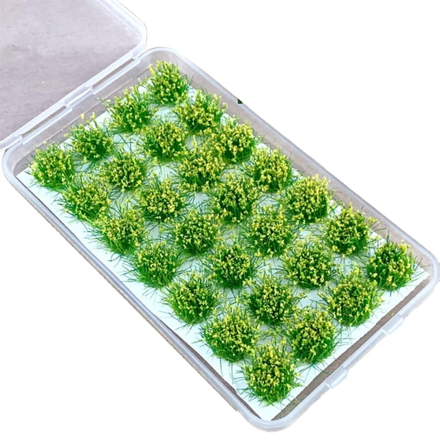 Yuarrent 28 piezas de mechones de hierbas estáticas detalladas para detalles realistas, mechones de hierbas en miniatura de amplia aplicación Artesanía Narciso amarillo