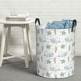 thumbnail image 6 of Rateoe Whale And Turtle Pattern Round Laundry Hamper Basket, Tall Hamper Basket for Blanket Storage, Nursery Clothes Hamper for Laundry in Bedroom and College Dorm-Small, 6 of 6