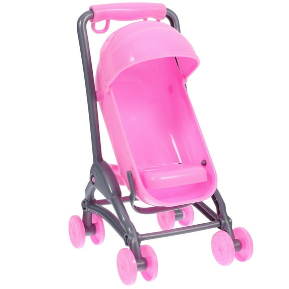 CATIEBYE Durable Baby Stroller Toy Dollhouse Stroller Rosy ABS Plastic 1Pack