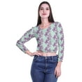 thumbnail image 4 of Moomaya Printed Crop Tops For Women Long Sleeve Elastic Hem Round Neck T Shirt, 4 of 4