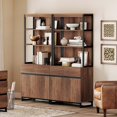 thumbnail image 1 of WAMPAT Modern Bookcases Set of 2, 72 Inch Tall Bookshelves with Storage Cabinet, Adjustable Shelves & Metal Frame, Home Office Library for Living Room, Brown, 1 of 8