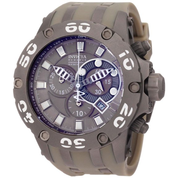 Invicta Men's 0921 Reserve Specialty Grey IP Rubber Strap Chronograph Watch