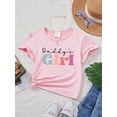 thumbnail image 1 of Camiseta de manga corta con estampado de eslogan minimalista informal para chica joven, verano, 1 of 7
