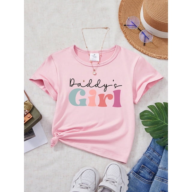 Camiseta de manga corta con estampado de eslogan minimalista informal para chica joven, verano