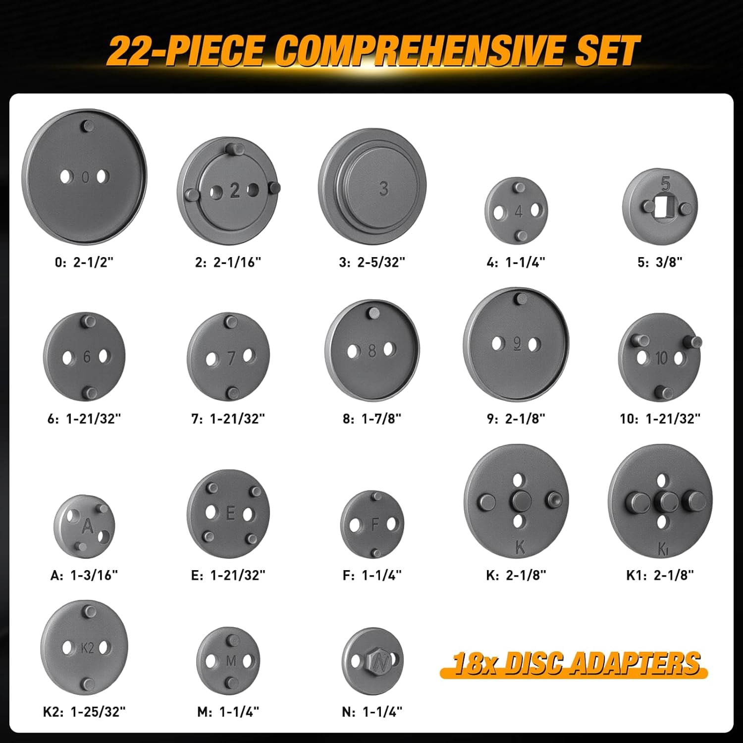 GOOACC 22pcs Disc Brake Caliper Compression Tool Set, Caliper Piston Compressor Tool for Brake Pad Replacement Reset Heavy Duty Brake Tools Brake Caliper Piston Rewind Tool Caliper Press Tool Kit,Red