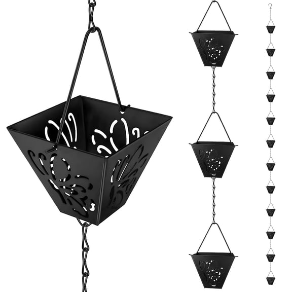 12 Pcs Metal Rain Chains For Gutters, Iron Square Rain Chain, Anti-Rust & Windproof Butterfly Rain Chain, Easy Install, Gutter Downspout Alternative, 4.7 x 2.7 x 1.2 in / 11.9 x 6.9 x 3 cm