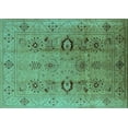 thumbnail image 1 of Ahgly Company Machine Washable Indoor Rectangle Oriental Turquoise Blue Industrial Area Rugs, 7' x 10', 1 of 4