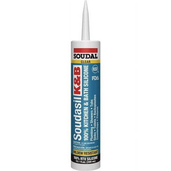 Soudal USA 109576 10.1 oz Kitchen & Bath Silicone, Clear