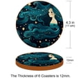 thumbnail image 3 of Mermaid Microfiber Leather Round Coaster Set (6PCS) - 11x11 cm/4.3x4.3 in, Absorbent Drink Coasters with Holder Storage Stand, Heat, for Home and Kitchen Décor, 3 of 6