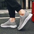 thumbnail image 3 of Men's Wide Walking Shoes Fashion Breathable Knit Upper Sneakers Soft Cushioning Non Slip Daily Walking Travel Slip on Footwear Gray Size 11.5, 3 of 5