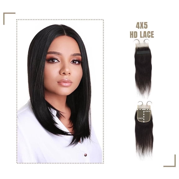 LUXLUXE Lina 4X5" HD Lace Closure Multiple Length Options for Women, Synthetic Hair for Daily Wear & Parties