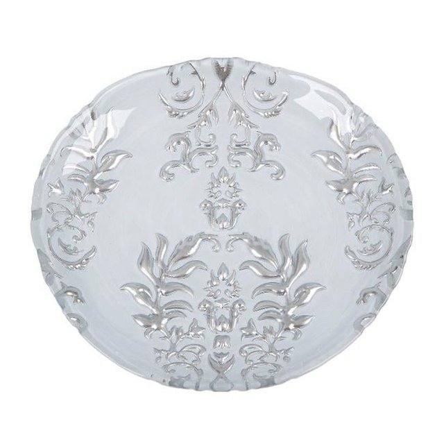 StandAlone Assiette Damas 8.5 Po. Blanc Argent - Ensemble de 4