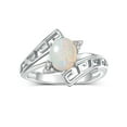 thumbnail image 1 of RYLOS Rings for Women 14K White Gold Greek Key Designer Ring 9X7MM Gemstone & Diamond Ring October Opal Jewelry Size 9, 1 of 7
